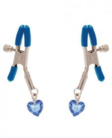 I&#039;ll Never Let Go Nipple Clamps Blue Heart Charms